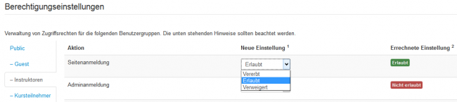 Berechtigungseinstelluneg